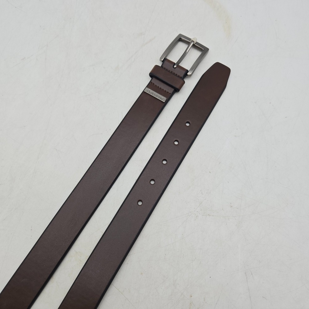 Liz Claiborne Belt Brown Syn Leather Mens 36 Gunmetal Buckle NWOT